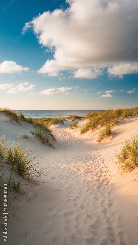 Sandy pathway through dunes leading to ocean background for invitation or card screensaver Sandy pathway through dunes leading to ocean background for invitation or card screensaver