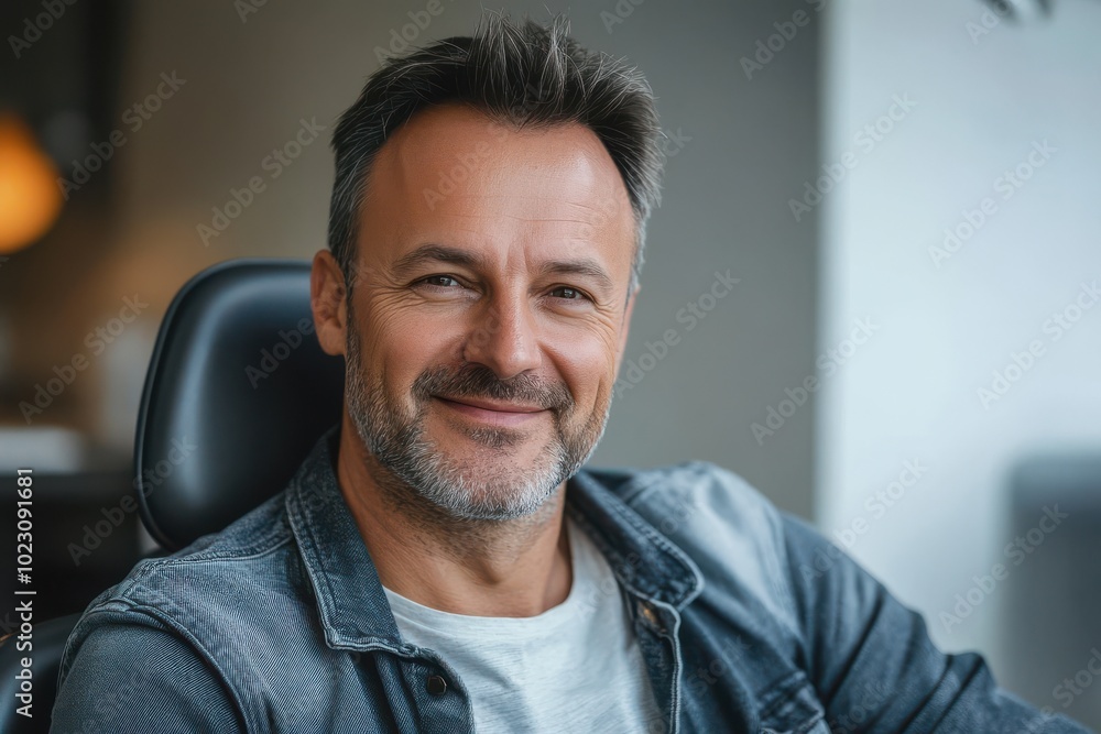 Portrait of a smiling man sitting in a modern office. Portrait of a smiling man sitting in a modern office.