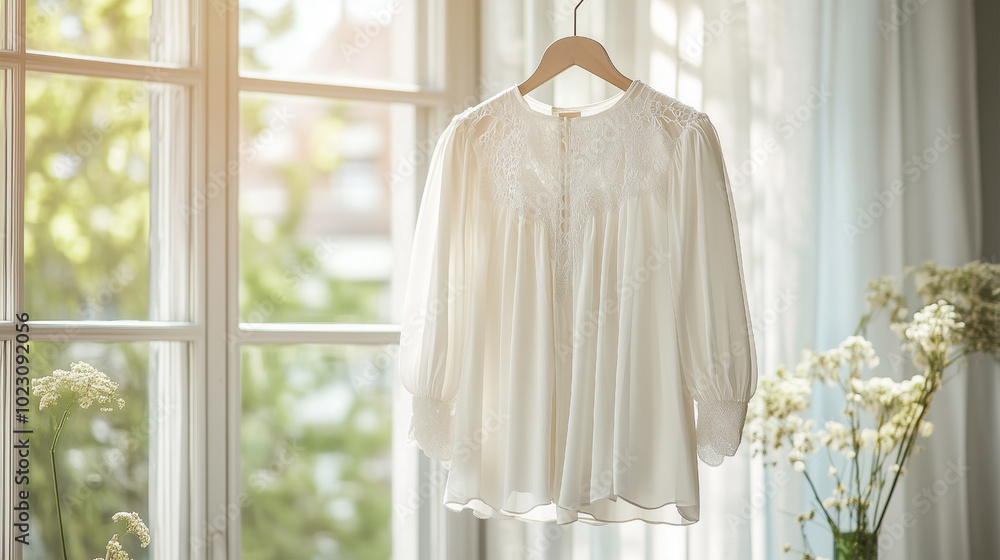 A white shirt hanging on a clothesline A white shirt hanging on a clothesline