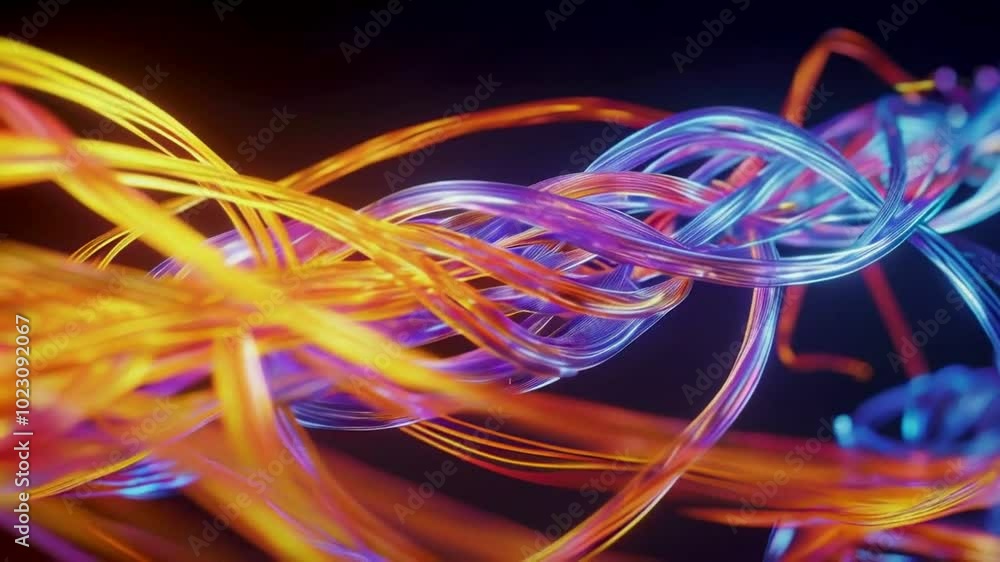 Luminous Intertwined Wires in a Dark Background – 4K Luminous Intertwined Wires in a Dark Background – 4K