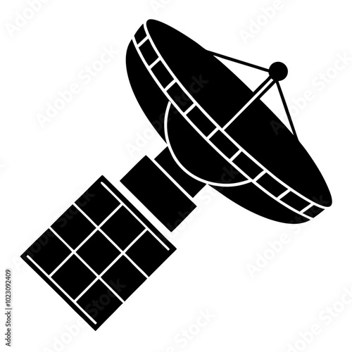 A satellite trackers silhouette vector,icon illustration on white background.