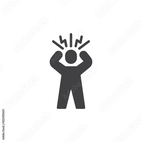 Person holding head with visible lines or zigzag vector icon