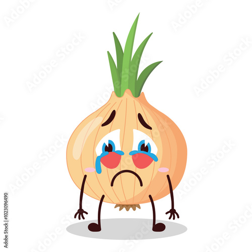 cute cry expression of onion cartoon character