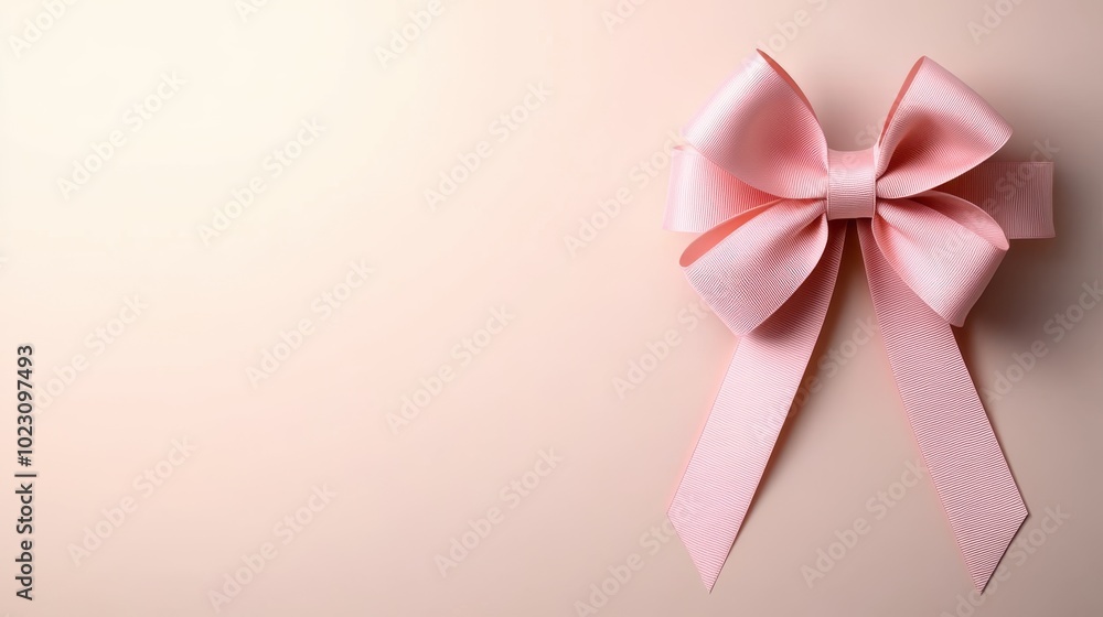 A light pink decorative bow is centered on a soft peachy background, giving it an adorable and pleasing aesthetic ideal for elegant gift wrapping purposes. A light pink decorative bow is centered on a soft peachy background, giving it an adorable and pleasing aesthetic ideal for elegant gift wrapping purposes.