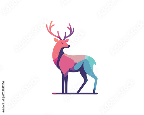 Deer Colorful logo gradient vector illustration