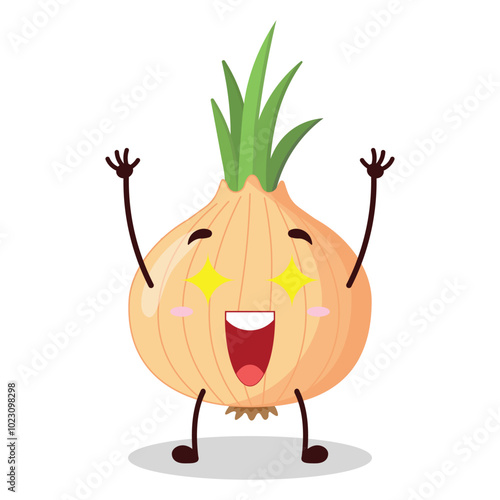 cute excited expression of onion cartoon character