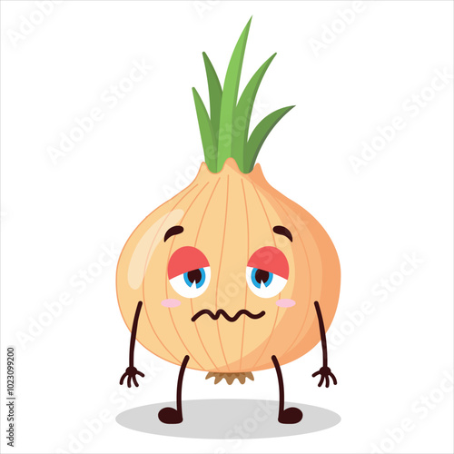 cute grumpy expression of onion cartoon character