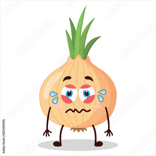 cute upset expression of onion cartoon character