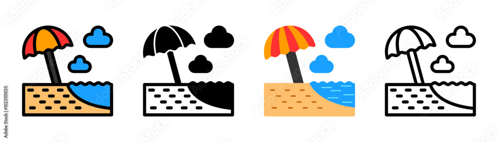 Set of Beach umbrella Icon Set of Beach umbrella Icon