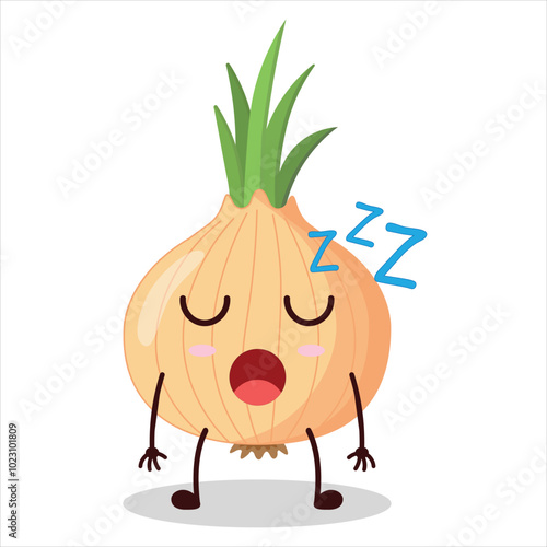 cute rest expression of onion cartoon character