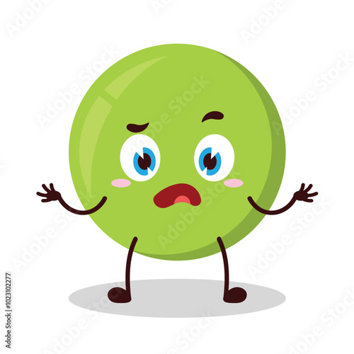 cute don't know expression of pea cartoon character