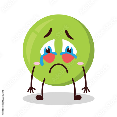 cute cry expression of pea cartoon character