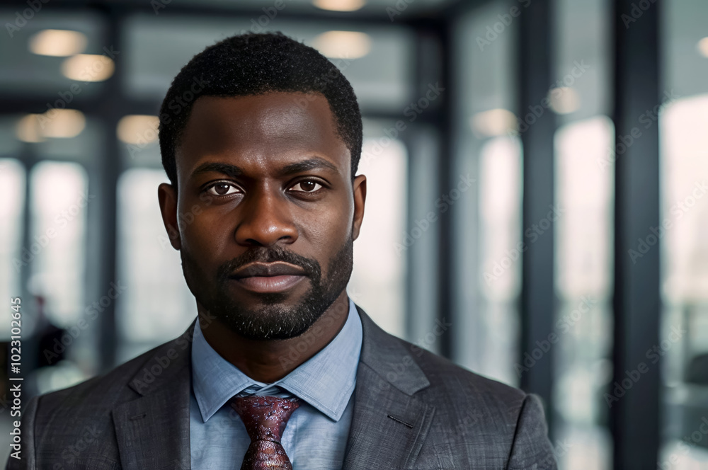 Portrait of a dark-skinned man in a strict business suit of an office. Portrait of a dark-skinned man in a strict business suit of an office.