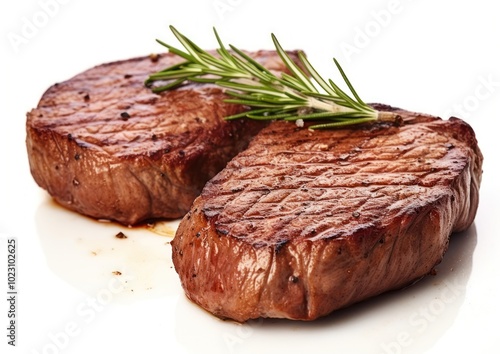 Juicy grilled steaks with rosemary