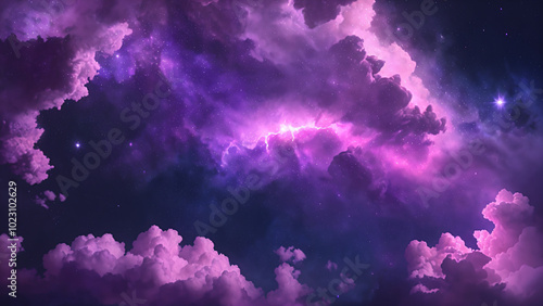 sky with clouds and stars