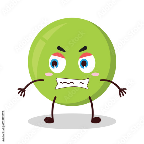 cute angry expression of pea cartoon character