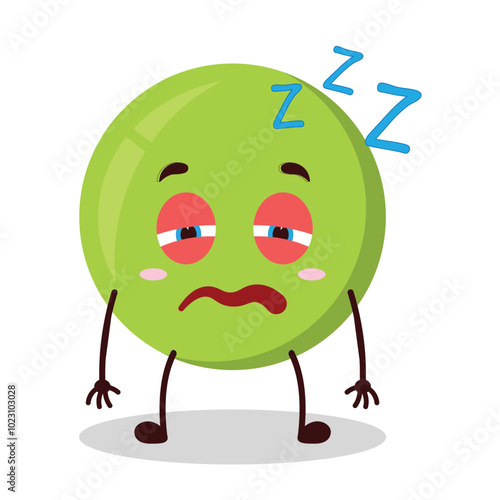 cute sleepy expression of pea cartoon character