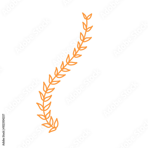 Doodle leaf aesthetic tendrils plant illustration cartoon that can be used for sticker, book, scrapbook, icon, decoration, etc. with orange color spring