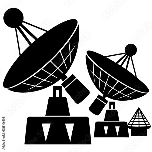 Machine to machine satellite device silhouette vector,icon illustration on white background.