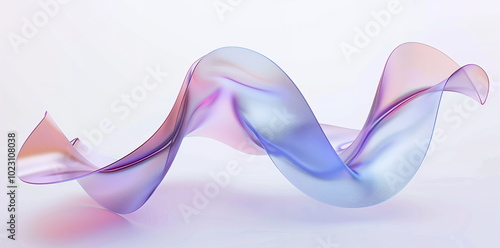 3d render of colorful glass ribbon in white background, soft blue and purple gradient, pastel color palette, sleek modern design, minimalist style, elegant curves, abstract shapes, futuristic elements