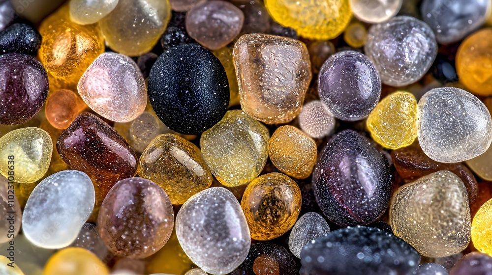 Microplastics Under a Microscope: A scientific image showing colorful microplastic particles magnified under a microscope. The composition highlights their intricate shapes and sizes. The surrounding Microplastics Under a Microscope: A scientific image showing colorful microplastic particles magnified under a microscope. The composition highlights their intricate shapes and sizes. The surrounding