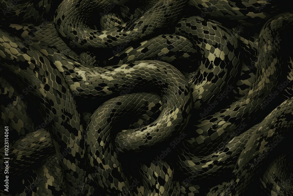 Fototapeta premium Snake camouflage pattern backgrounds reptile black.
