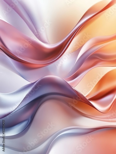 Abstract fluid waves in soft hues of orange and blue creating a serene atmosphere.