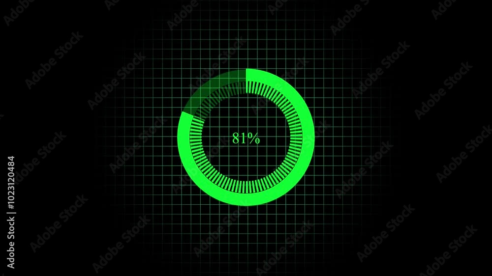 Abstract loading circle icon animation on black background