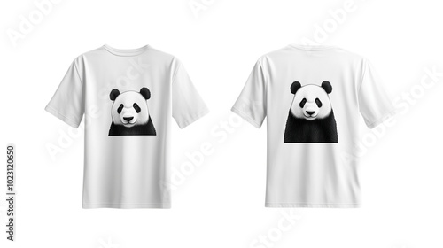 Plain t-shirt mockup template with front and back view, a panda and eagle design, png file, polo shirt, t-shirt mockup template, t-shirt mockup template, on a transparent backgrounds photo