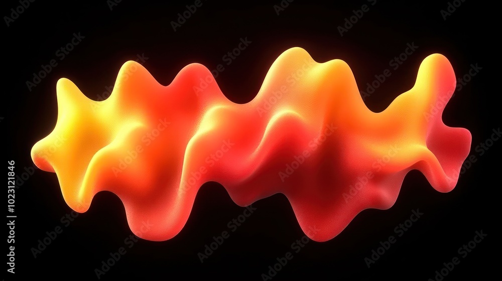 Abstract wavy shape in vibrant orange and yellow tones against a black background. Abstract wavy shape in vibrant orange and yellow tones against a black background.