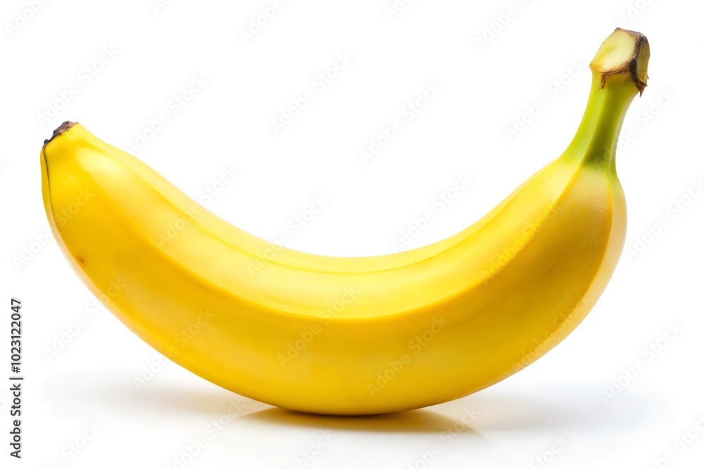 one Perfectly Ripe Bright Yellow Banana on Clean White Background one Perfectly Ripe Bright Yellow Banana on Clean White Background