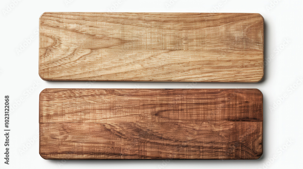 Obraz premium Wooden Sign with Intricate Texture, Isolated on White Background, High-Resolution Detail, Top View, Ample Copy Space for Text, Clear Focus on Object, Depth of Field Emphasis