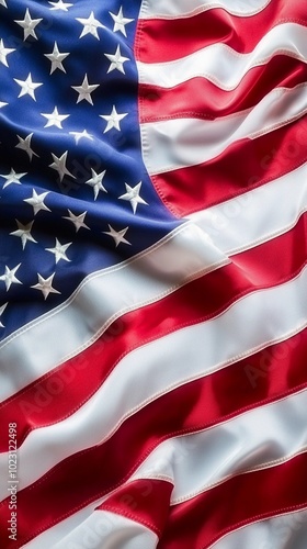 Obraz na płótnie American flag with space for text, soft lighting, clean and professional design, patriotic, elegant folds of the flag, vivid and bold colors, perfect for posters or presentations w salonie