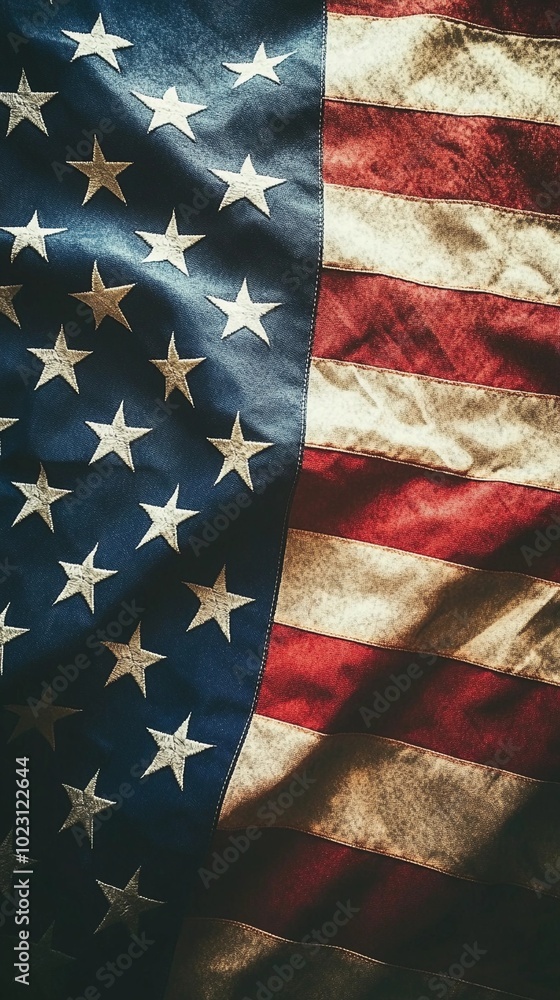 background showcasing the American flag with ample space for text, classic and clean design, bold colors, patriotic feel, bright light enhancing the flag, perfect for banners or advertisements