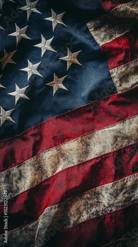 Obraz na płótnie American flag with space for text, soft lighting, clean and professional design, patriotic, elegant folds of the flag, vivid and bold colors, perfect for posters or presentations w salonie