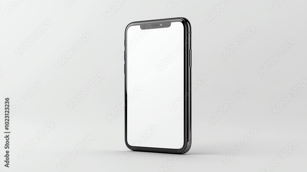Modern smartphone with a blank screen isolated on a light background, perfect for showcasing apps or designs. Modern smartphone with a blank screen isolated on a light background, perfect for showcasing apps or designs.