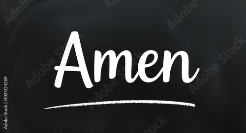 amen text lettering on blackboard chalkboard background photo