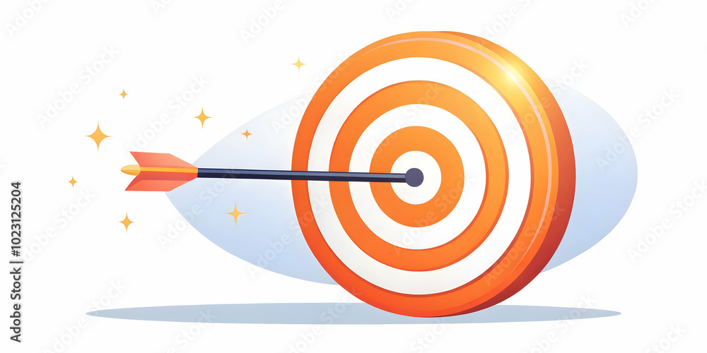 Flat Glowing Abstract Target with Arrows Hitting the Bullseye - Dynamic Vector Illustration for Marketing Strategies Precision and Accuracy Flat Glowing Abstract Target with Arrows Hitting the Bullseye - Dynamic Vector Illustration for Marketing Strategies Precision and Accuracy