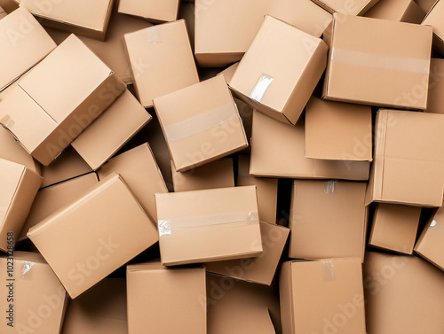 Pile of Cardboard Boxes Ready for Shipping and Storage

