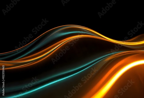 flowing wave pattern made of glass, illuminated by soft white light, casting shadows on a dark background create with ai