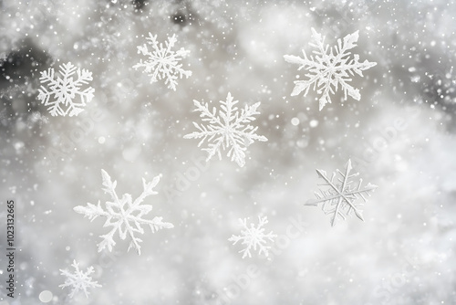 white Snowflakes with christmas background. Generative Ai.