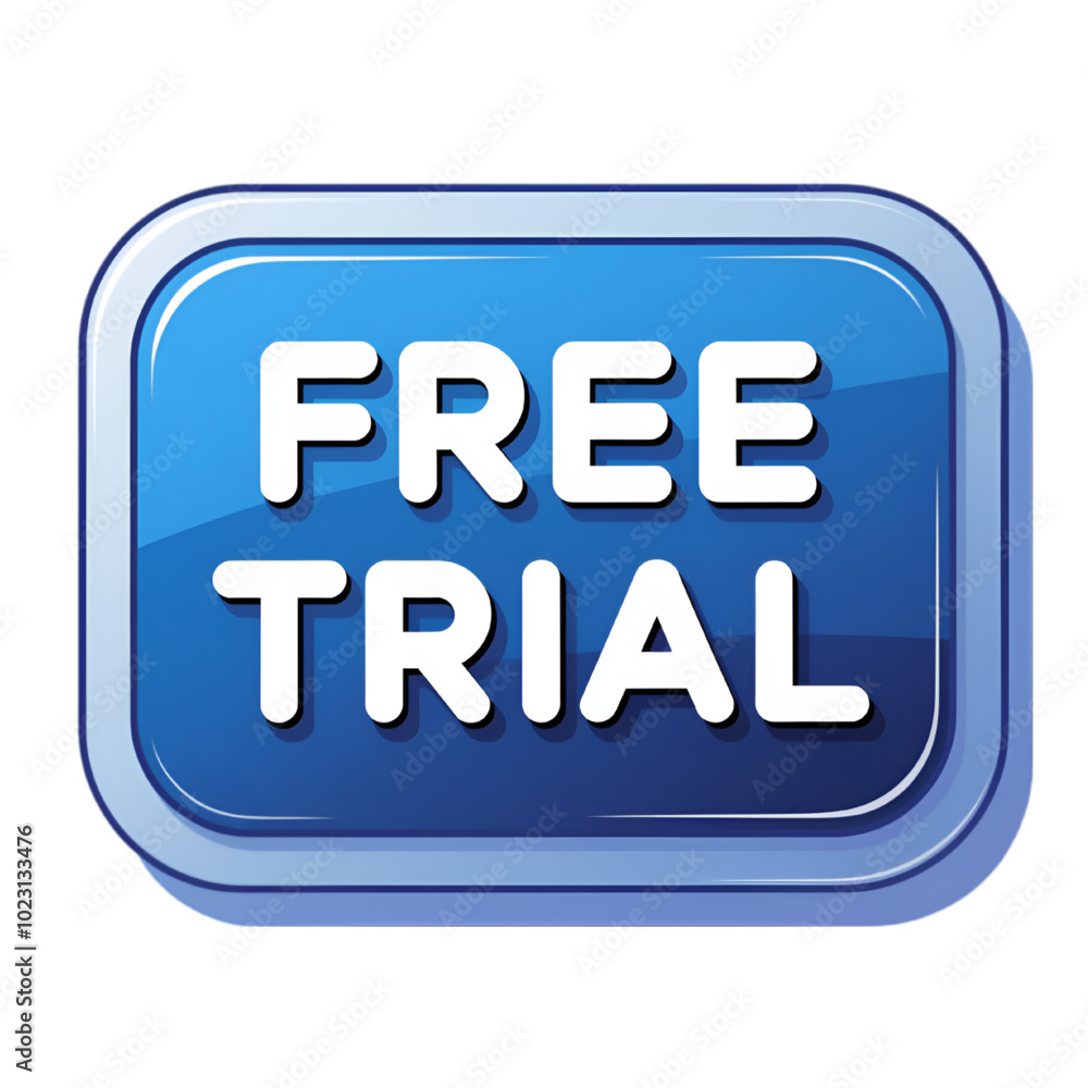 Blue Free Trial Button for Web UI/UX, Vector 2D Design Blue Free Trial Button for Web UI/UX, Vector 2D Design