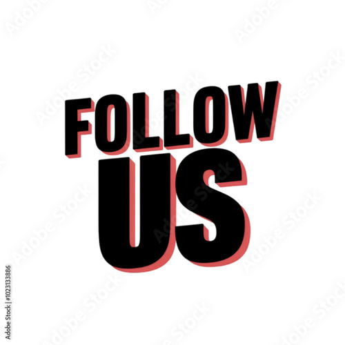 Black and Red Follow Us Button for Web UI/UX, Vector 2D Design	