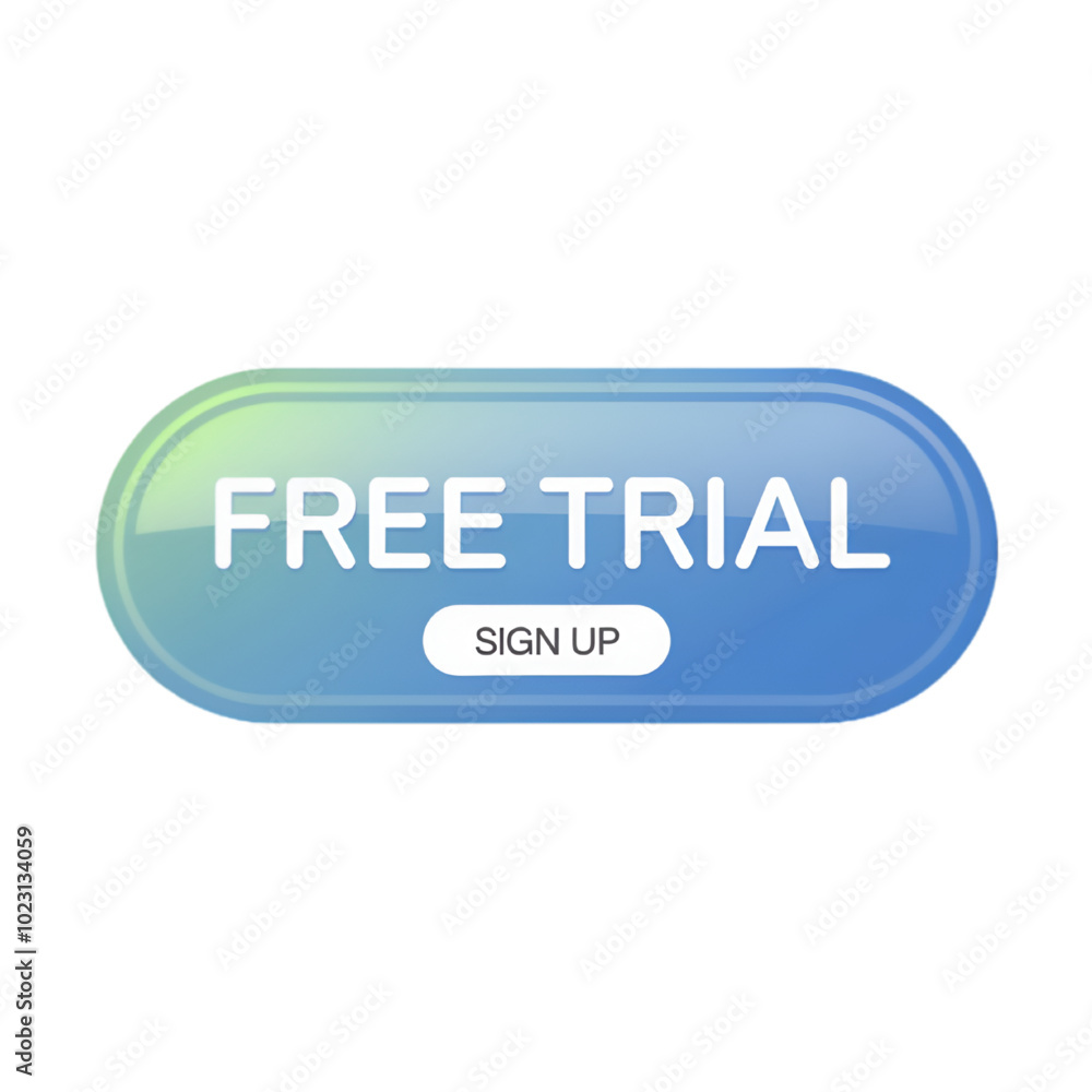 Blue Free Trial Signup Button for Web UI/UX, Vector 2D Design Blue Free Trial Signup Button for Web UI/UX, Vector 2D Design