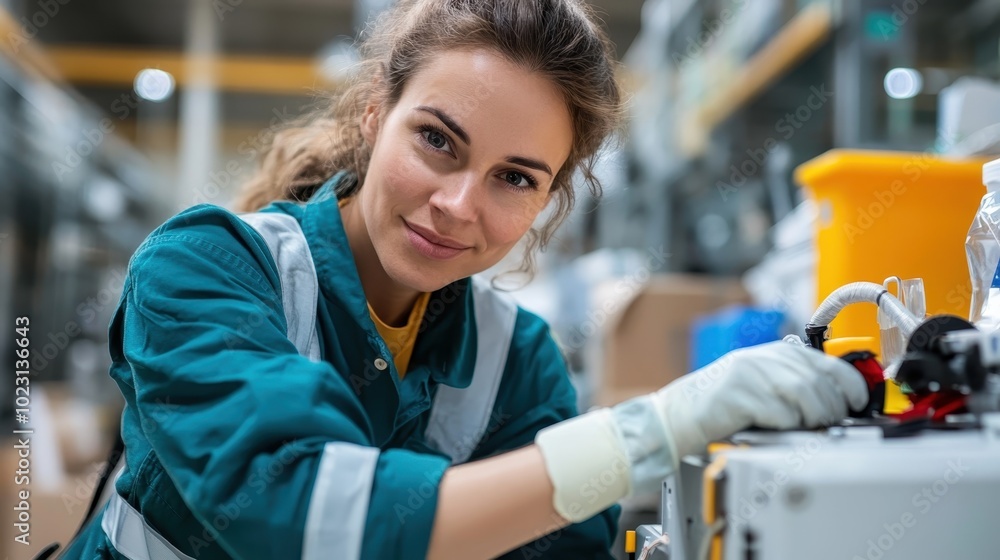 A focused engineer wearing green work attire and gloves adjusts machinery while showing determination and technical skill in an industrial setting, epitomizing modern maintenance. A focused engineer wearing green work attire and gloves adjusts machinery while showing determination and technical skill in an industrial setting, epitomizing modern maintenance.