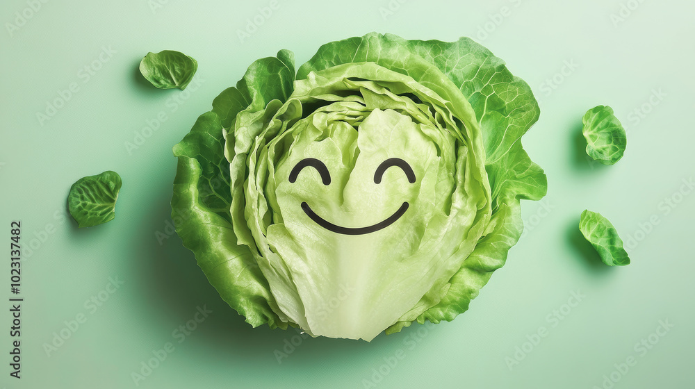 Fototapeta premium Funny salad. Go vegan 