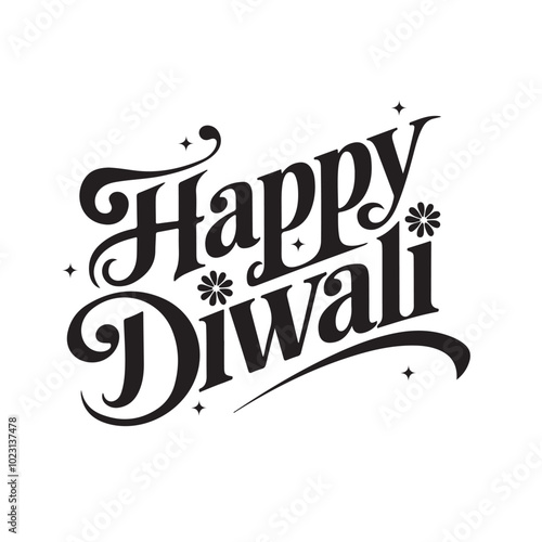 Happy Diwali typography design Festive calligraphy style Indian holiday Vector illustration Isolated