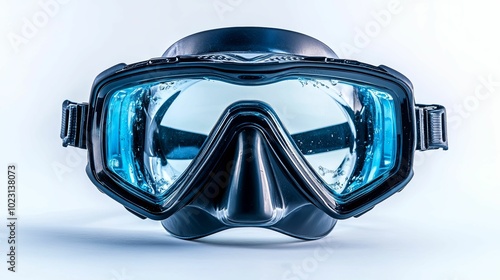 Black Diving Mask with Clear Blue Lenses