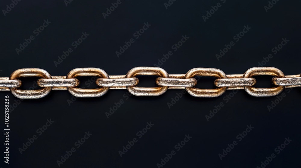 Fototapeta premium Close-up image of metallic chain against black background