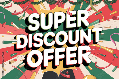 Wallpaper Mural A colorful poster with a super discount offer. The poster is full of confetti and has a festive, celebratory mood Torontodigital.ca